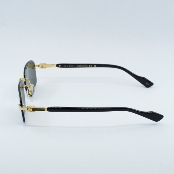 Gucci GG1221S 001 Sunglasses Gold/Black Rectangle Frame, Grey Lenses main image 13